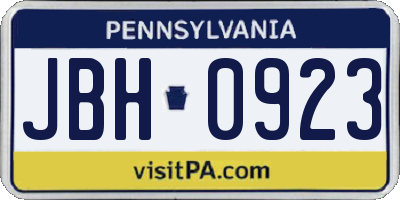 PA license plate JBH0923