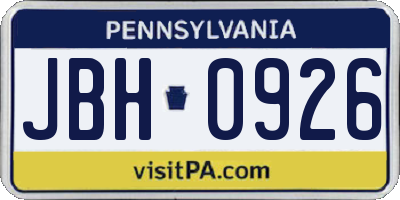 PA license plate JBH0926