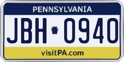 PA license plate JBH0940