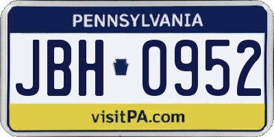 PA license plate JBH0952