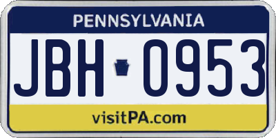 PA license plate JBH0953