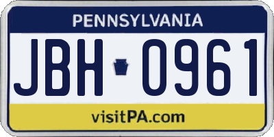 PA license plate JBH0961