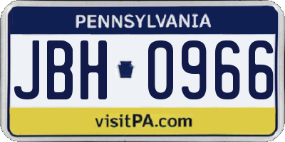 PA license plate JBH0966