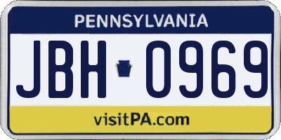 PA license plate JBH0969