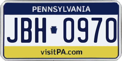 PA license plate JBH0970