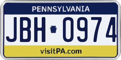 PA license plate JBH0974