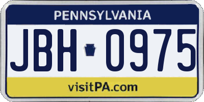 PA license plate JBH0975