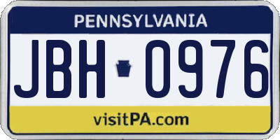 PA license plate JBH0976