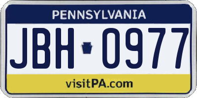 PA license plate JBH0977