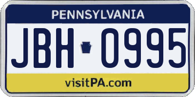 PA license plate JBH0995