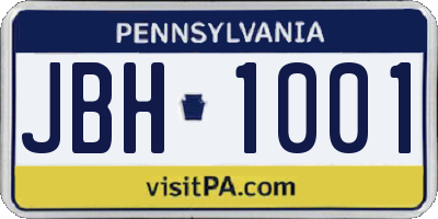 PA license plate JBH1001