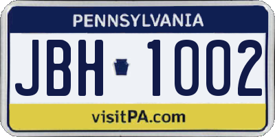 PA license plate JBH1002