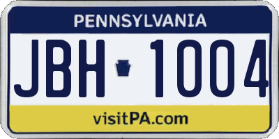 PA license plate JBH1004