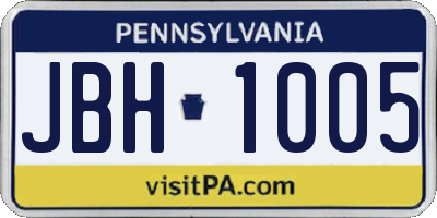 PA license plate JBH1005