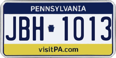 PA license plate JBH1013