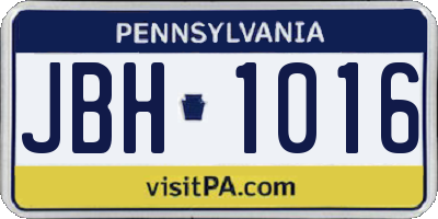 PA license plate JBH1016