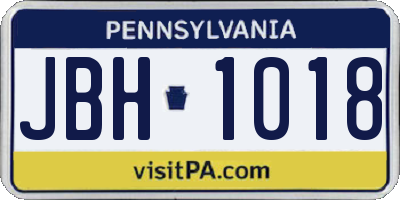 PA license plate JBH1018