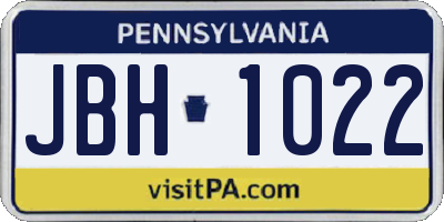 PA license plate JBH1022