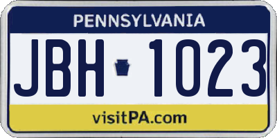 PA license plate JBH1023