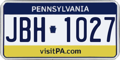 PA license plate JBH1027