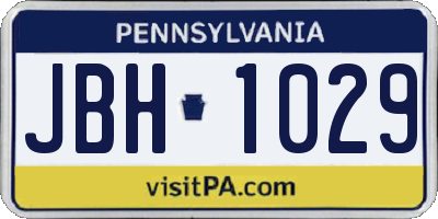 PA license plate JBH1029