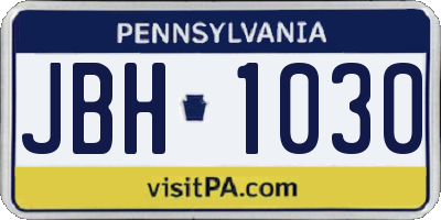 PA license plate JBH1030