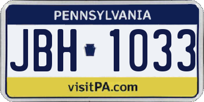 PA license plate JBH1033