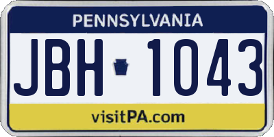 PA license plate JBH1043