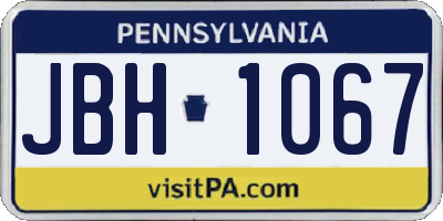 PA license plate JBH1067