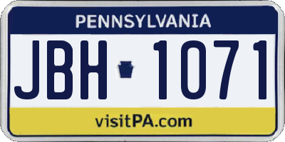 PA license plate JBH1071