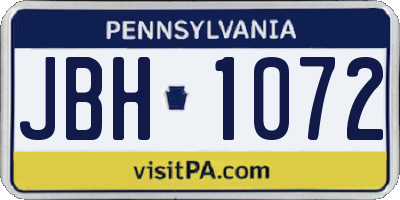 PA license plate JBH1072