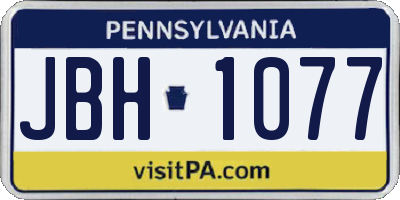 PA license plate JBH1077