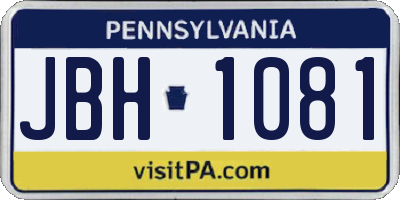 PA license plate JBH1081