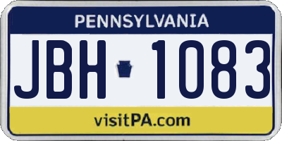 PA license plate JBH1083