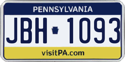 PA license plate JBH1093