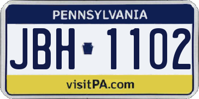 PA license plate JBH1102