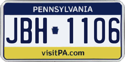 PA license plate JBH1106