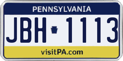 PA license plate JBH1113