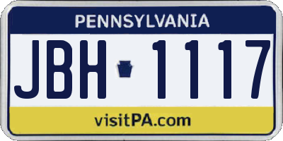 PA license plate JBH1117