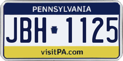 PA license plate JBH1125