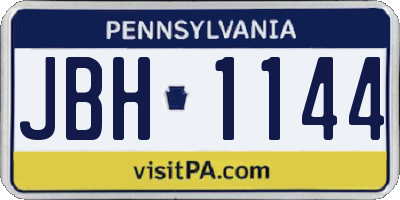 PA license plate JBH1144