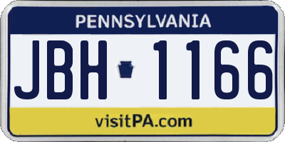 PA license plate JBH1166