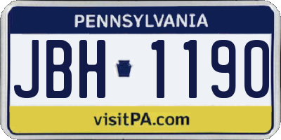 PA license plate JBH1190