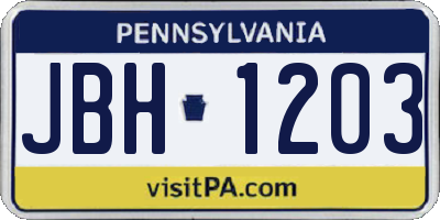 PA license plate JBH1203