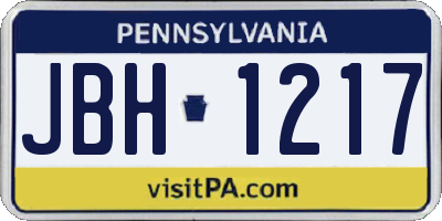 PA license plate JBH1217