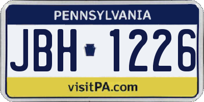 PA license plate JBH1226