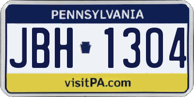PA license plate JBH1304