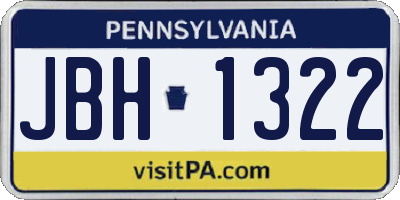 PA license plate JBH1322