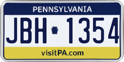 PA license plate JBH1354