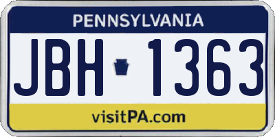 PA license plate JBH1363